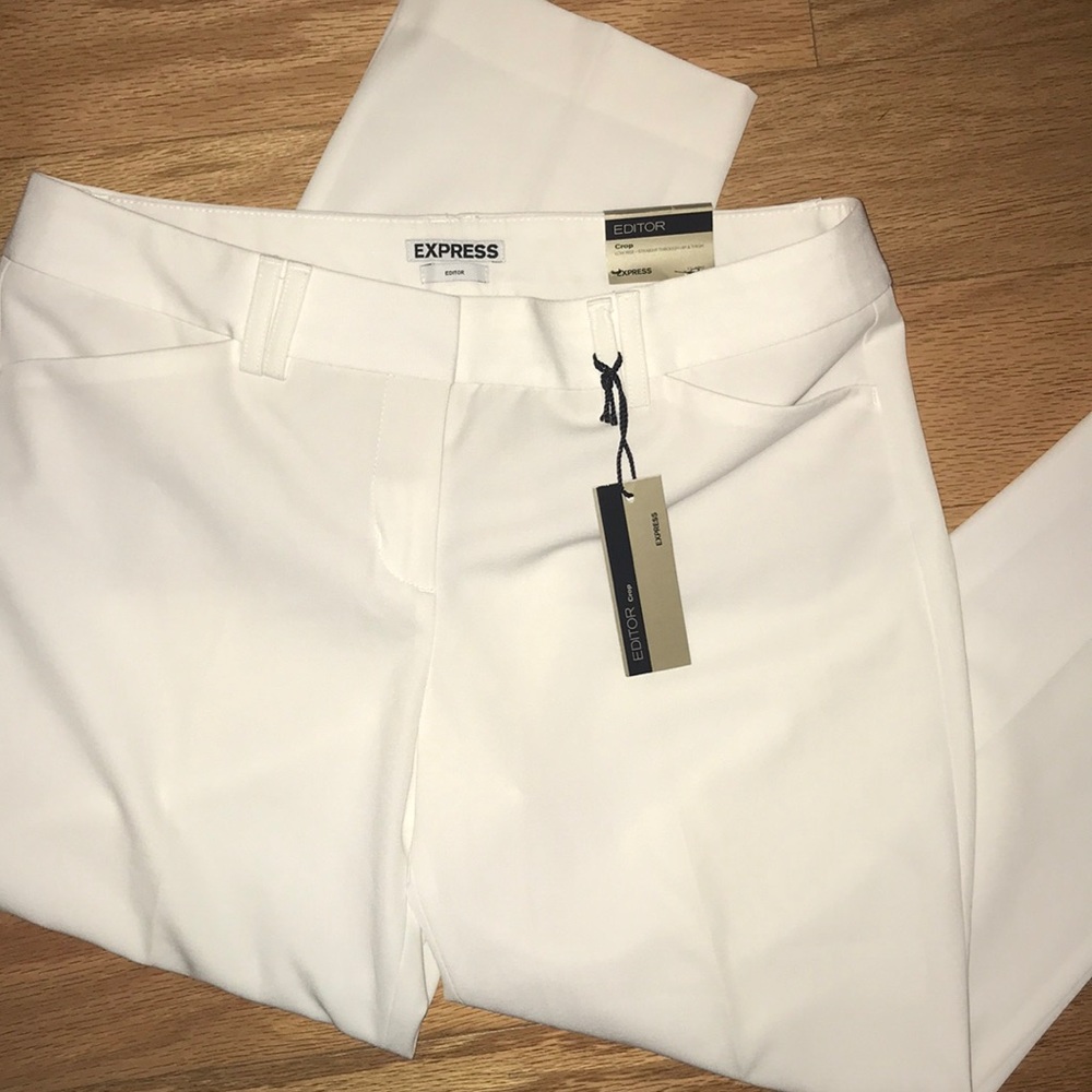 express editor crop white dress pant